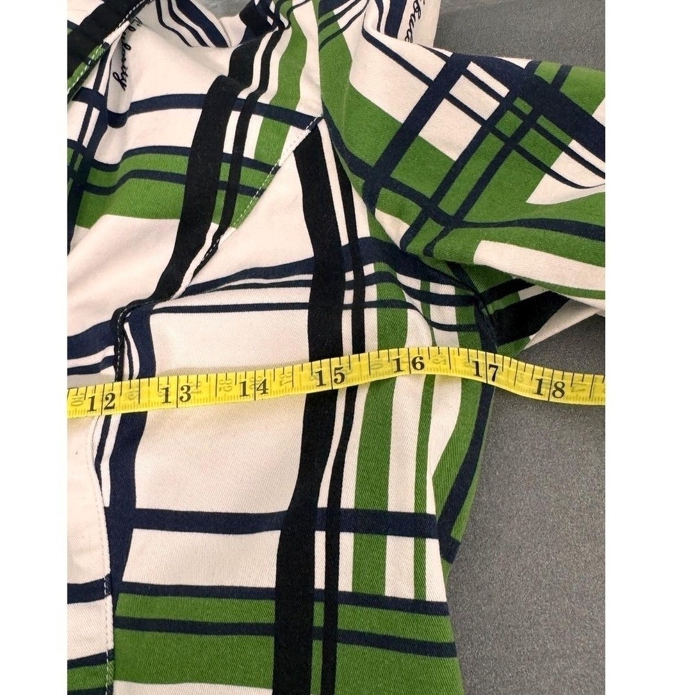 Fabulosity Blazer Women's L Vintage Green Navy Plaid Button Cotton Stretch Y2K - Picture 9 of 10